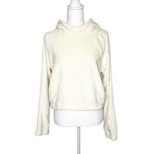 Hollister Cream Microfleece Fleece Hoodie Sweatshirt Pockets XS